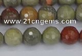 CSL232 15.5 inches 8mm faceted round silver leaf jasper beads