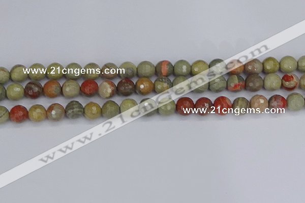 CSL232 15.5 inches 8mm faceted round silver leaf jasper beads