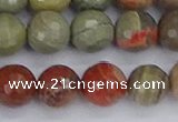 CSL233 15.5 inches 10mm faceted round silver leaf jasper beads