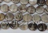 CSL27 15.5 inches 10mm flat round silver leaf jasper beads wholesale