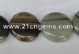 CSL32 15.5 inches 20mm flat round silver leaf jasper beads wholesale