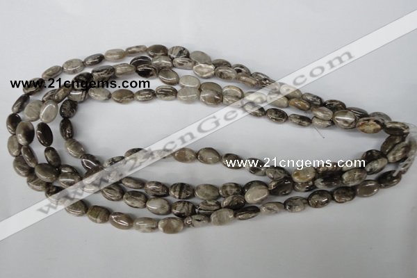 CSL40 15.5 inches 8*12mm oval silver leaf jasper beads wholesale