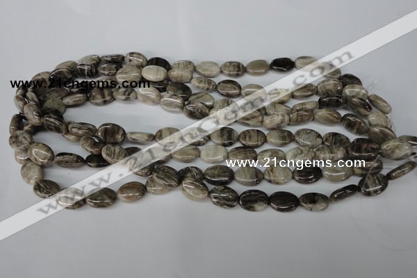 CSL41 15.5 inches 10*14mm oval silver leaf jasper beads wholesale