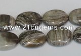 CSL43 15.5 inches 13*18mm oval silver leaf jasper beads wholesale