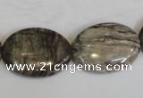 CSL45 15.5 inches 18*25mm oval silver leaf jasper beads wholesale