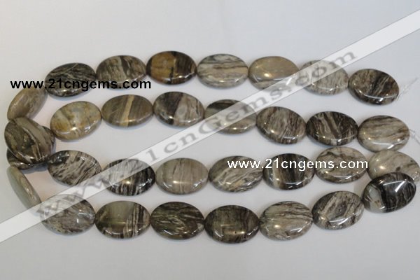 CSL45 15.5 inches 18*25mm oval silver leaf jasper beads wholesale