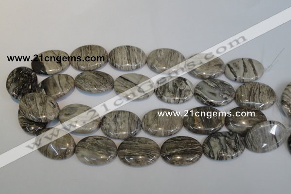 CSL46 15.5 inches 20*30mm oval silver leaf jasper beads wholesale