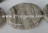 CSL48 15.5 inches 30*40mm oval silver leaf jasper beads wholesale