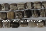 CSL50 15.5 inches 10*10mm square silver leaf jasper beads wholesale