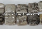 CSL52 15.5 inches 14*14mm square silver leaf jasper beads wholesale