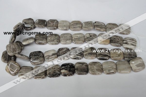 CSL55 15.5 inches 20*20mm square silver leaf jasper beads wholesale