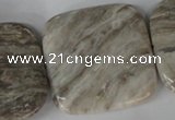 CSL59 15.5 inches 40*40mm square silver leaf jasper beads wholesale