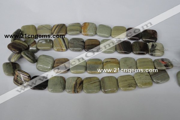 CSL60 15.5 inches 20*20mm square silver leaf jasper beads wholesale