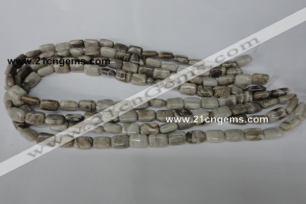 CSL65 15.5 inches 8*12mm rectangle silver leaf jasper beads wholesale