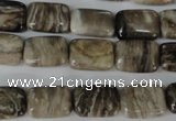CSL66 15.5 inches 10*14mm rectangle silver leaf jasper beads wholesale