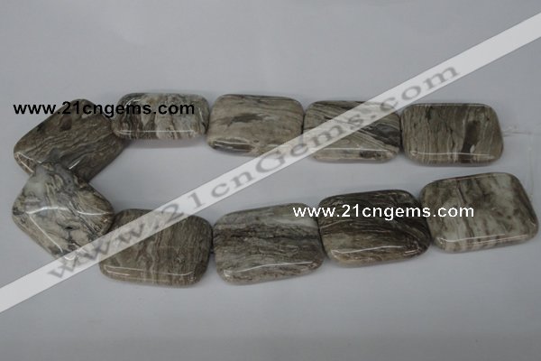 CSL72 15.5 inches 30*40mm rectangle silver leaf jasper beads wholesale