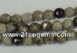 CSL90 15.5 inches 4mm faceted round silver leaf jasper beads wholesale