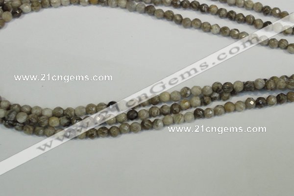 CSL90 15.5 inches 4mm faceted round silver leaf jasper beads wholesale