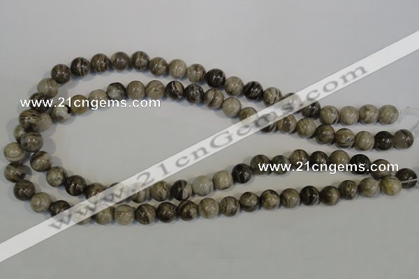 CSL92 15.5 inches 10mm round silver leaf jasper beads wholesale