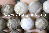 CSL93 15.5 inches 8mm faceted round sliver leaf jasper beads