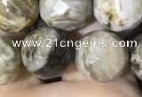 CSL95 15.5 inches 12mm faceted round sliver leaf jasper beads