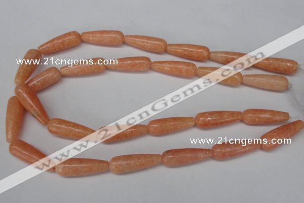 CSM15 15.5 inches 10*30mm teardrop salmon stone beads wholesale