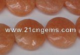 CSM30 15.5 inches 20mm flat round salmon stone beads wholesale