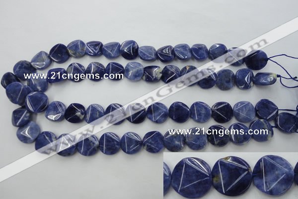 CSO03 15.5 inches 15mm faceted coin A grade sodalite beads