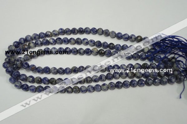 CSO302 15.5 inches 8mm faceted round Brazilian sodalite beads