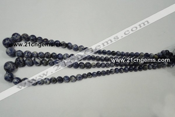 CSO310 15.5 inches 6mm – 14mm faceted round blue spot stone beads