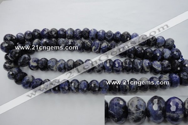 CSO355 15.5 inches 10*16mm faceted rondelle natural sodalite beads