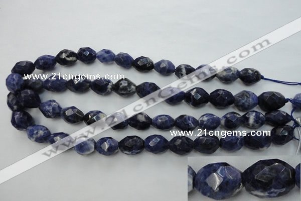 CSO368 15.5 inches 12*16mm faceted nuggets natural sodalite beads