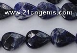 CSO385 15.5 inches 13*17mm faceted flat teardrop natural sodalite beads