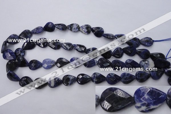 CSO385 15.5 inches 13*17mm faceted flat teardrop natural sodalite beads