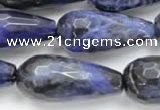 CSO39 15.5 inches 10*30mm faceted teardrop sodalite gemstone beads