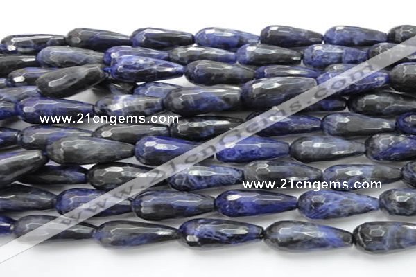 CSO39 15.5 inches 10*30mm faceted teardrop sodalite gemstone beads