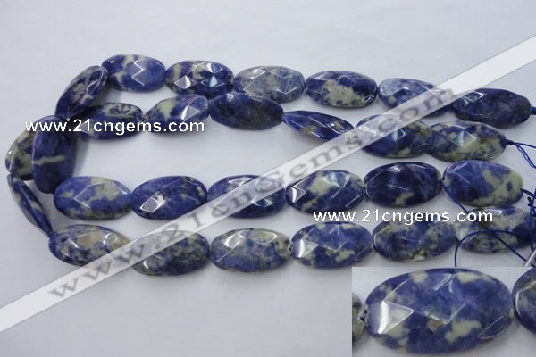 CSO391 15.5 inches 16*28mm faceted oval natural sodalite beads