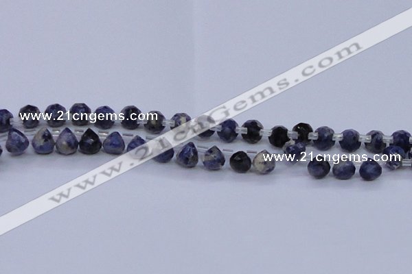 CSO450 Top drilled 7*7mm faceted teardrop sodalite gemstone beads