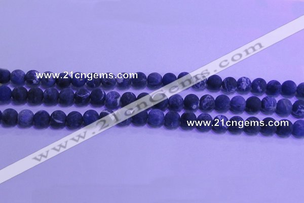 CSO454 15.5 inches 6mm round matte sodalite gemstone beads