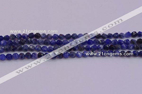 CSO551 15.5 inches 6mm faceted nuggets sodalite gemstone beads