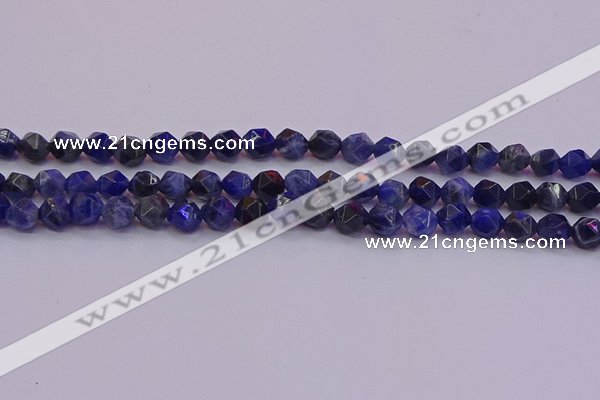 CSO552 15.5 inches 8mm faceted nuggets sodalite gemstone beads