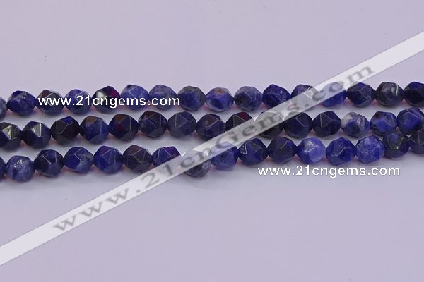 CSO553 15.5 inches 10mm faceted nuggets sodalite gemstone beads