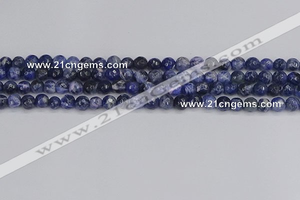 CSO559 15.5 inches 6mm faceted round sodalite gemstone beads