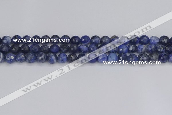 CSO560 15.5 inches 8mm faceted round sodalite gemstone beads