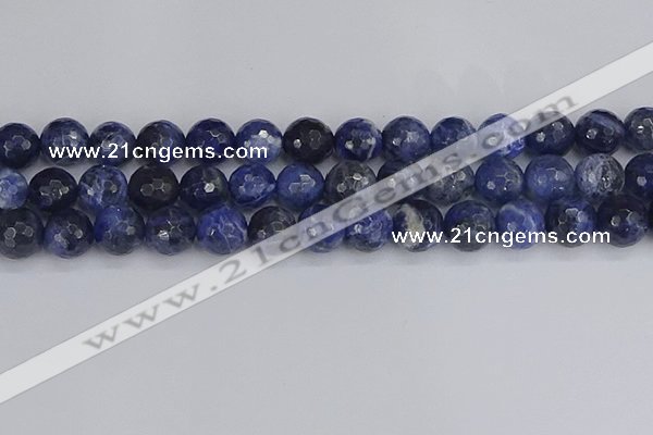 CSO562 15.5 inches 12mm faceted round sodalite gemstone beads