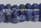 CSO565 15.5 inches 6mm faceted nuggets matte sodalite beads