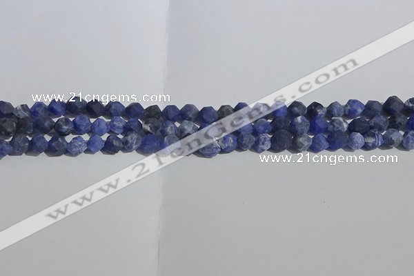 CSO565 15.5 inches 6mm faceted nuggets matte sodalite beads