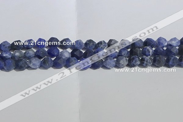 CSO567 15.5 inches 10mm faceted nuggets matte sodalite beads