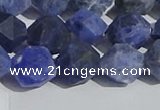 CSO568 15.5 inches 12mm faceted nuggets matte sodalite beads