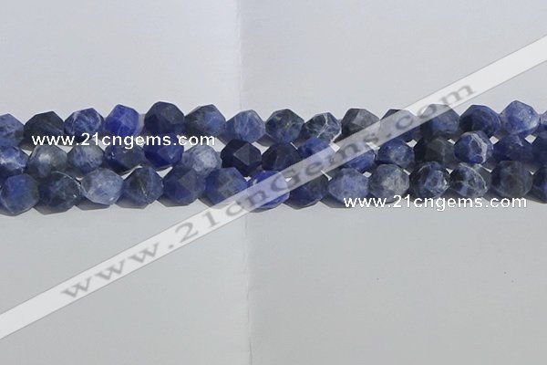 CSO568 15.5 inches 12mm faceted nuggets matte sodalite beads